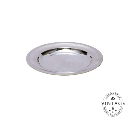 christofle plat rond argenté - vintage 1