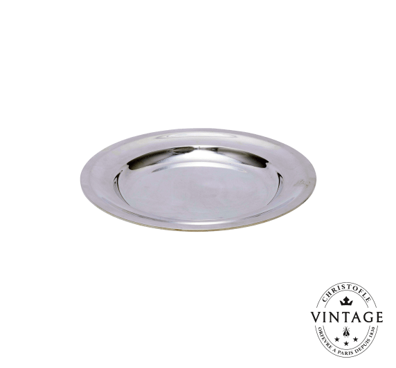 christofle plat rond argenté - vintage 1