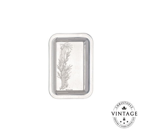 christofle bamboo herbarium rectangular tray, silverware - vintage 1