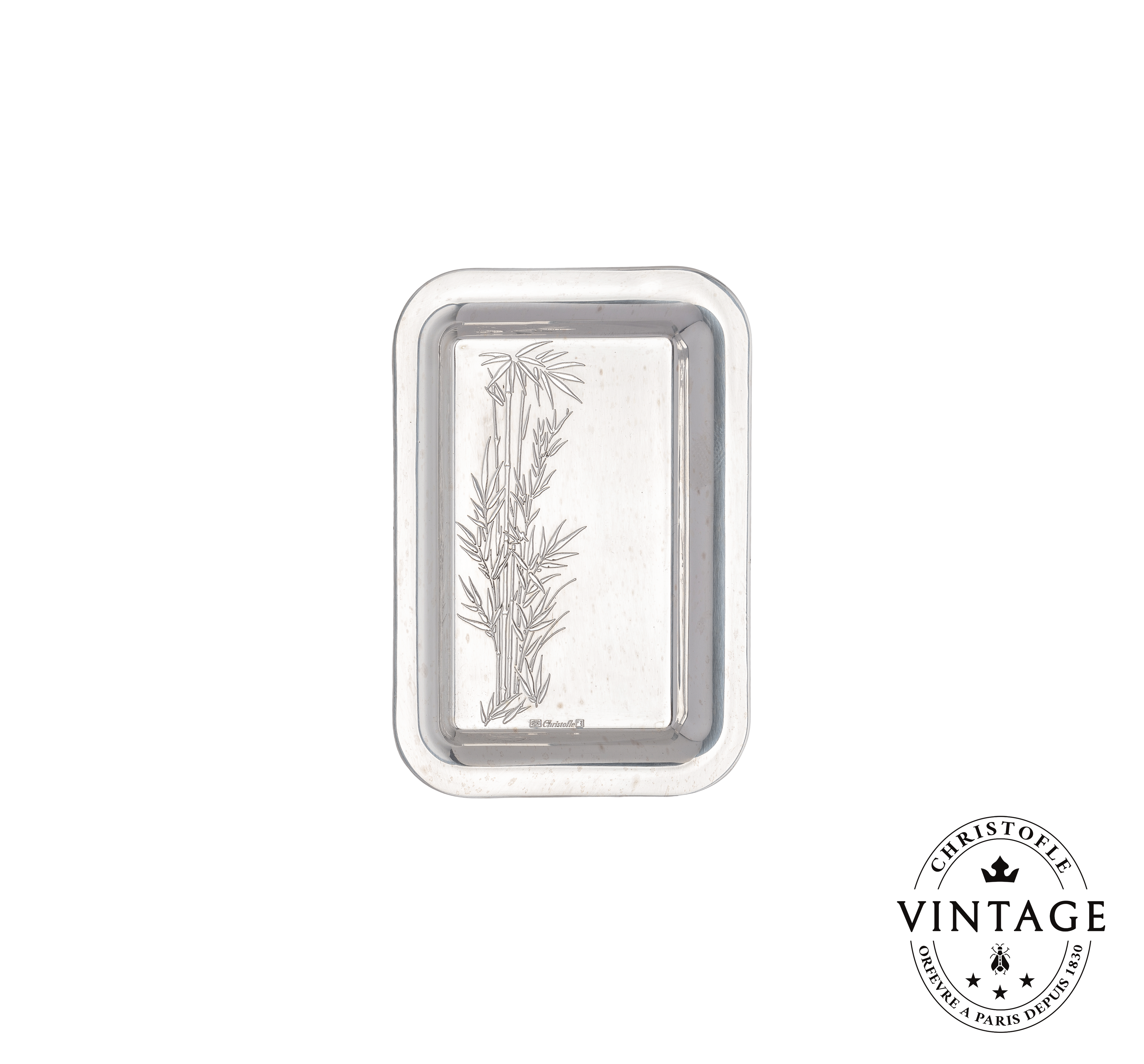 christofle vintage silvered bamboo herbarium rectangular tray 1