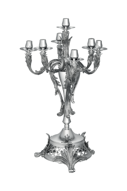 Silver plated seven light candelabra