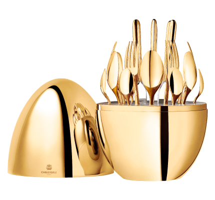 christofle 24 piece flatware set for 6 people in 24-carat gold gilded metal 0
