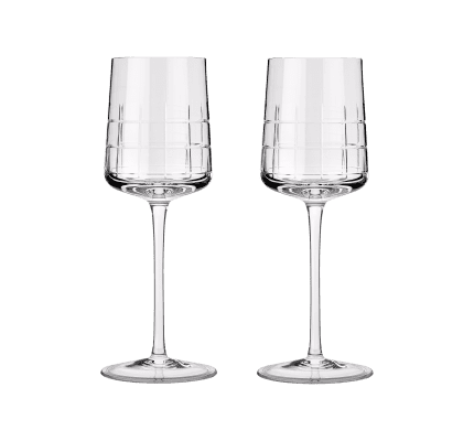 christofle Set of 2 Crystal White Wine Glasses