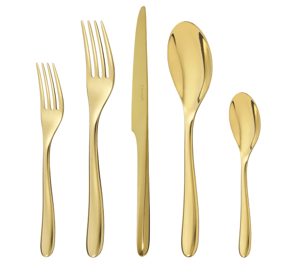 christofle stainless steel 5-piece place setting - gold colour 2