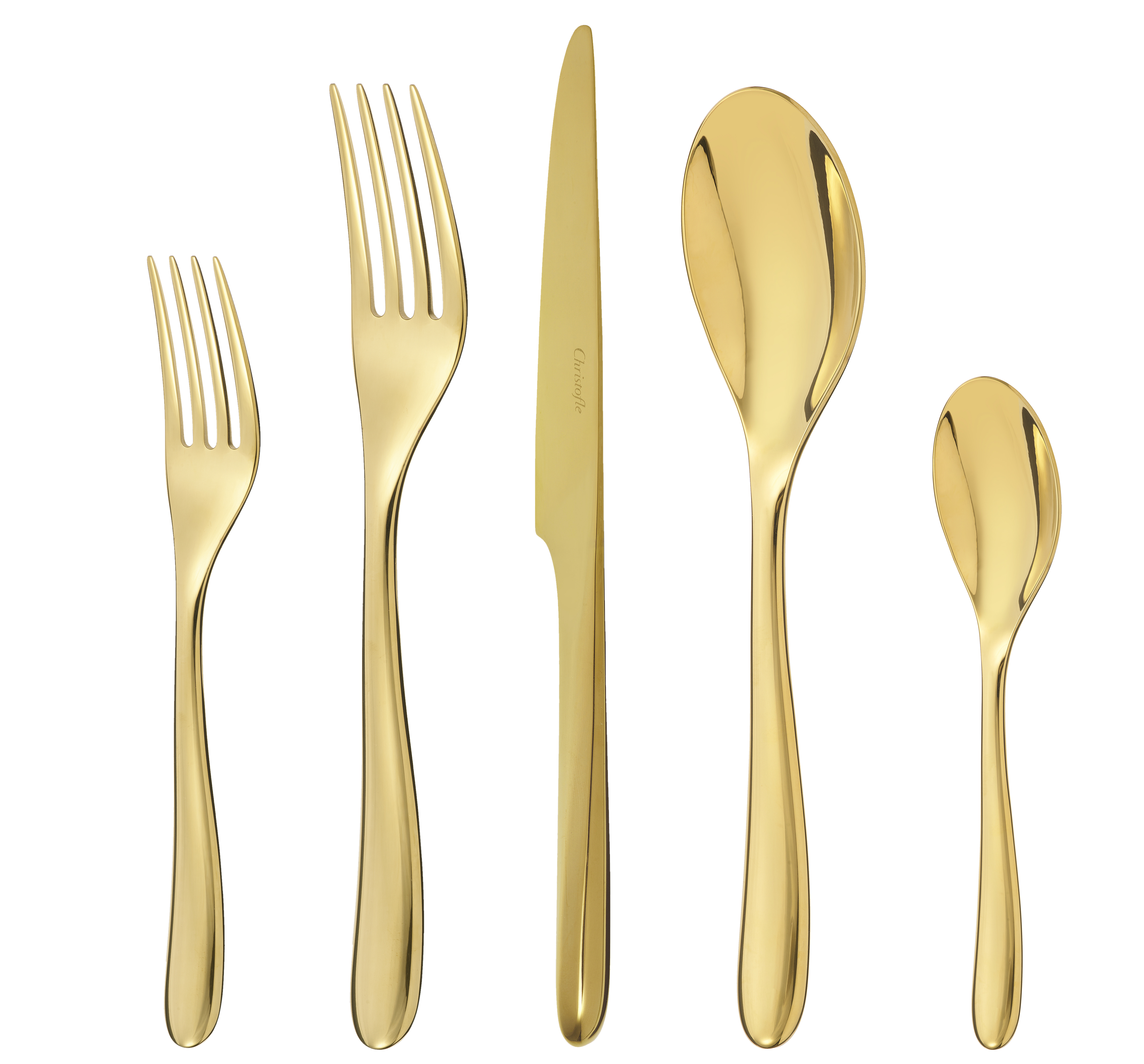 christofle gold stainless steel 5-piece place setting  2