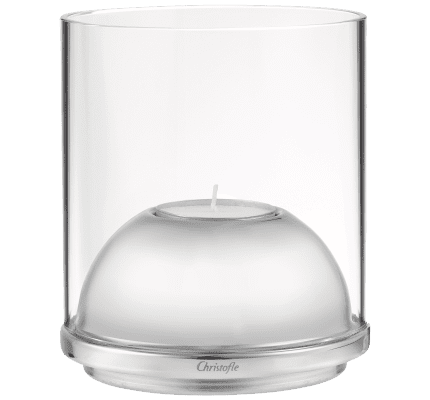 christofle Small Stainless Steel & Glass Hurricane