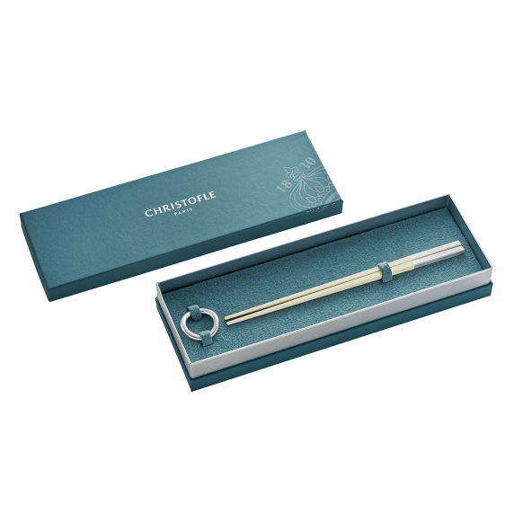 christofle 箸 ユニ  ホワイト + ヴェルティゴ箸置きs シルバーコーティング  3