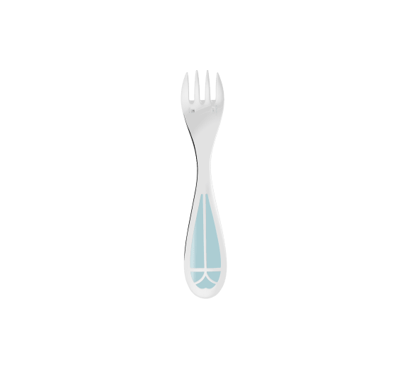 christofle silver-plated baby spoon & fork set - ice blue 3