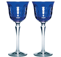 christofle set of 2 crystal white wine glasses - blue 1