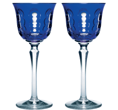 christofle set of 2 crystal white wine glasses - blue 1