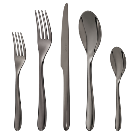 5-Piece Black Stainless Steel Place Setting