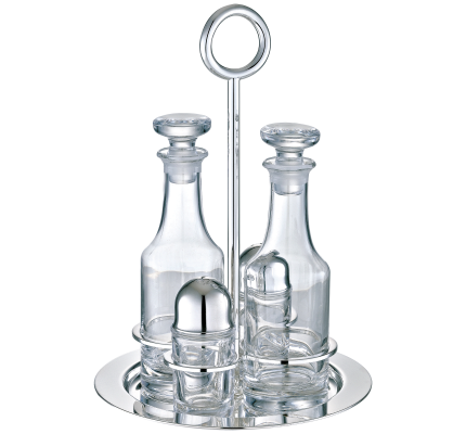christofle silver-plated oil and vinegar cruet set with stand 1