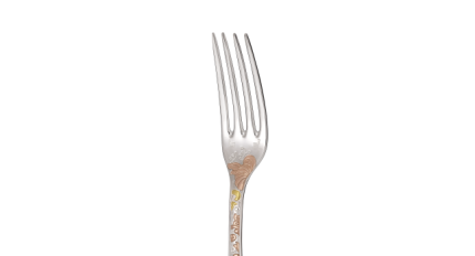 christofle partially gilded silver plated dinner fork - pink and yellow gold 2