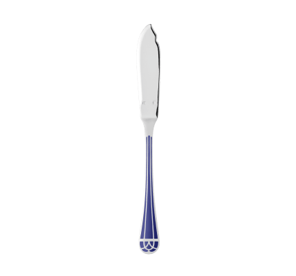 christofle couteau à poisson en métal argenté - bleu marbré 0