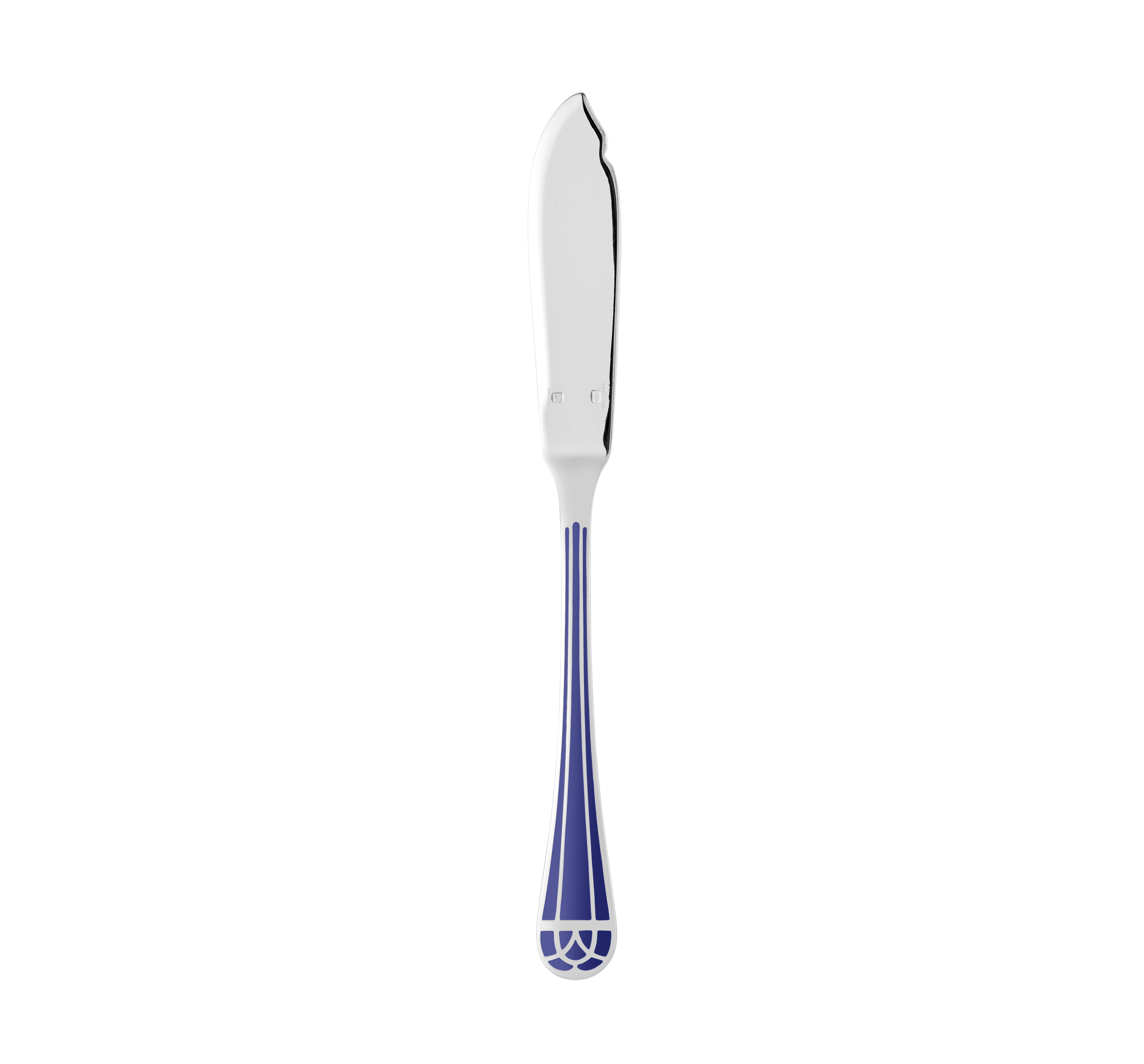 christofle couteau à poisson en métal argenté - bleu marbré 0