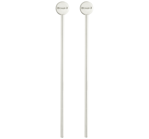 Set of 2 cocktail stirrers Uni  Silver plated