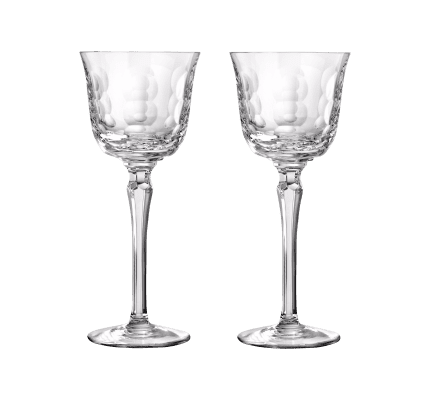 christofle Set of 2 Crystal White Wine Glasses