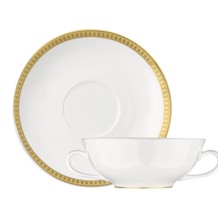 Porcelain Soup Bowl and Saucer Gold Finish