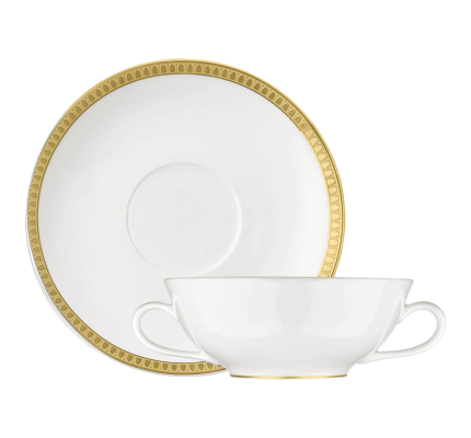 Porcelain Soup Bowl and Saucer Gold Finish