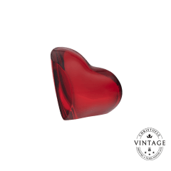 Vintage Crystal Pebble Paperweight Heart - Red 3/4